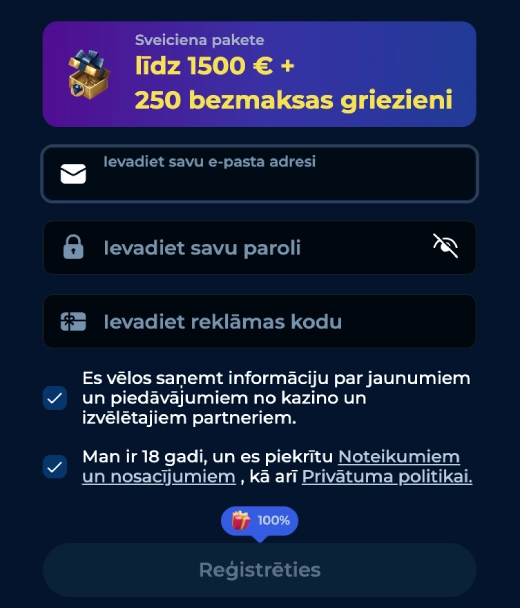 Kā reģistrēties Piperspin Casino